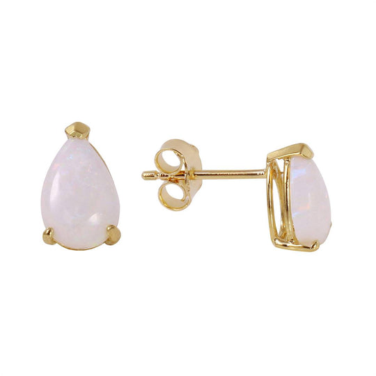 1.55 Carat 14K Solid Yellow Gold Stud Earrings Natural Opal