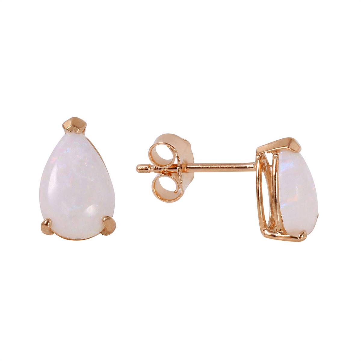 1.55 Carat 14K Solid Rose Gold Stud Earrings Natural Opal