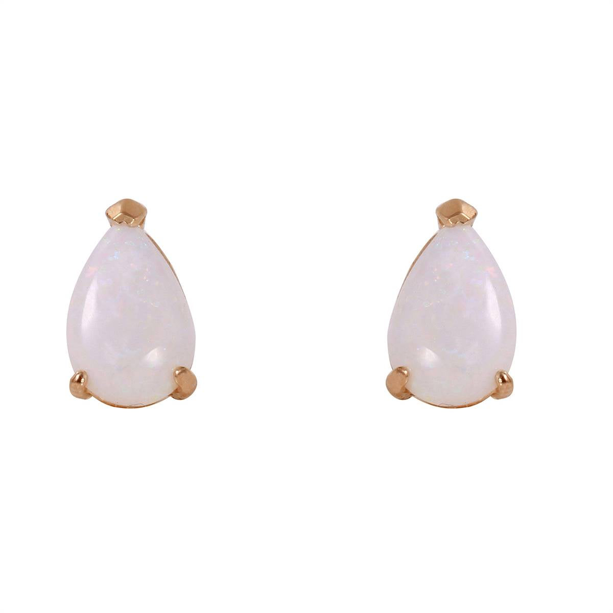 1.55 Carat 14K Solid Rose Gold Stud Earrings Natural Opal