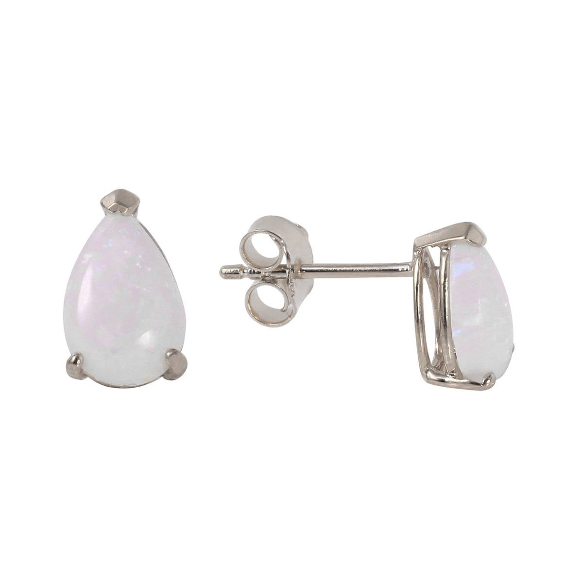1.55 Carat 14K Solid White Gold Stud Earrings Natural Opal