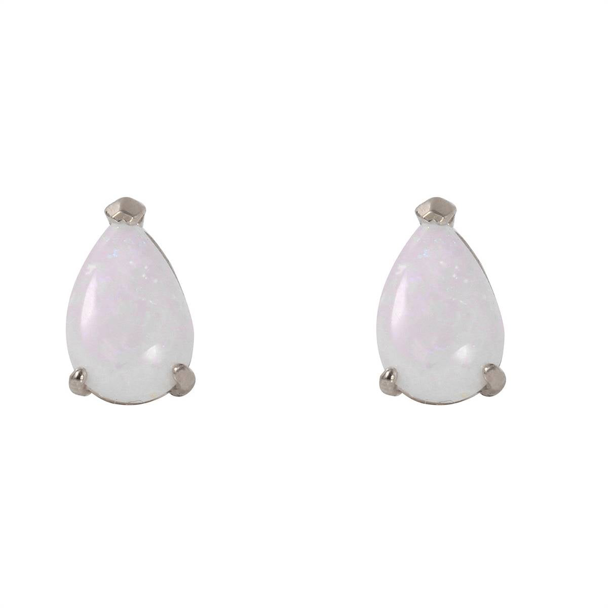 1.55 Carat 14K Solid White Gold Stud Earrings Natural Opal