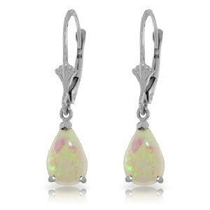 1.55 Carat 14K Solid White Gold Cream Of The Crop Opal Earrings