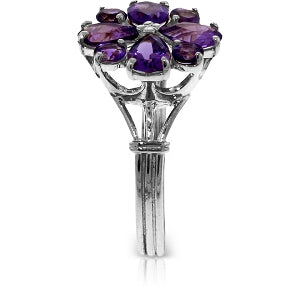 2.43 Carat 14K Solid White Gold Hear Both Sides Amethyst Ring
