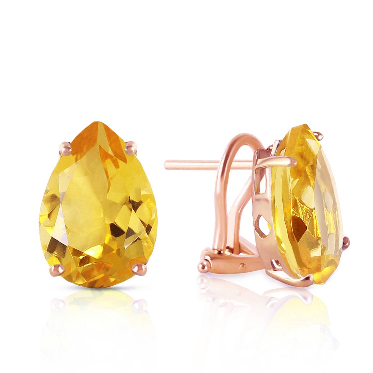 10 Carat 14K Solid Rose Gold Pear Shape Citrine Earrings