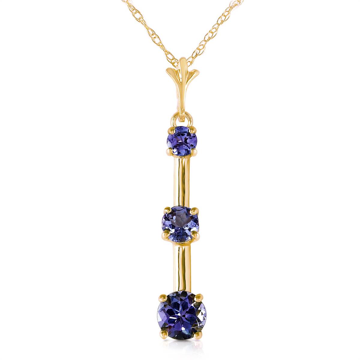 1.25 Carat 14K Solid Yellow Gold Evening Of Poetry Tanzanite Necklace