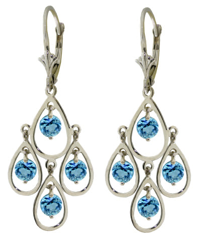 2.4 Carat 14K Solid Yellow Gold Pleasure Blue Topaz Earrings