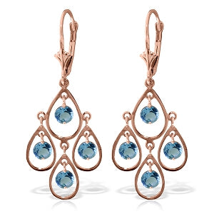 2.4 Carat 14K Solid Rose Gold Aquamarine Tiered Earrings