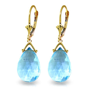 10.2 Carat 14K Solid Yellow Gold Fortune Blue Topaz Earrings