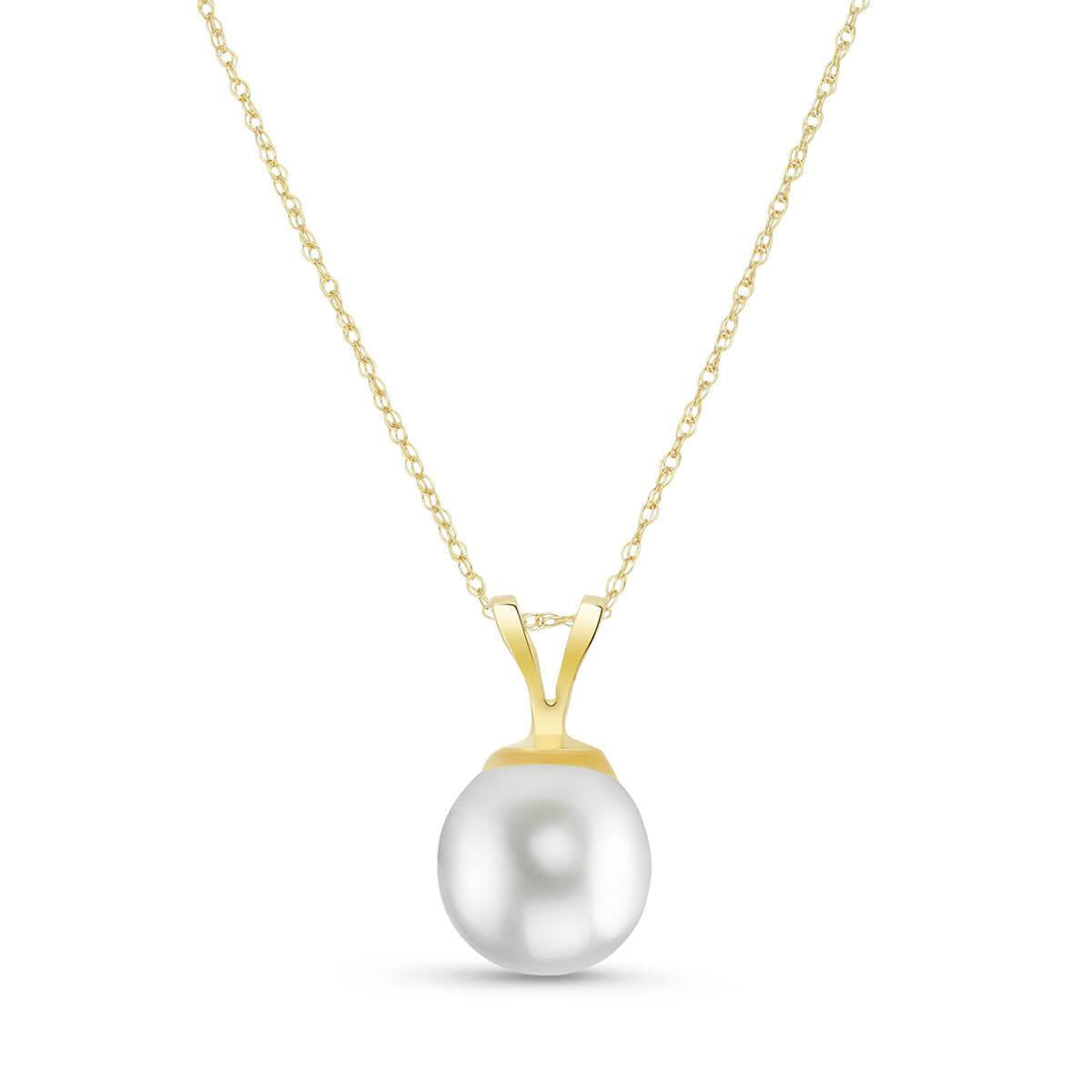 2 Carat 14K Solid Yellow Gold Necklace Natural Pearl