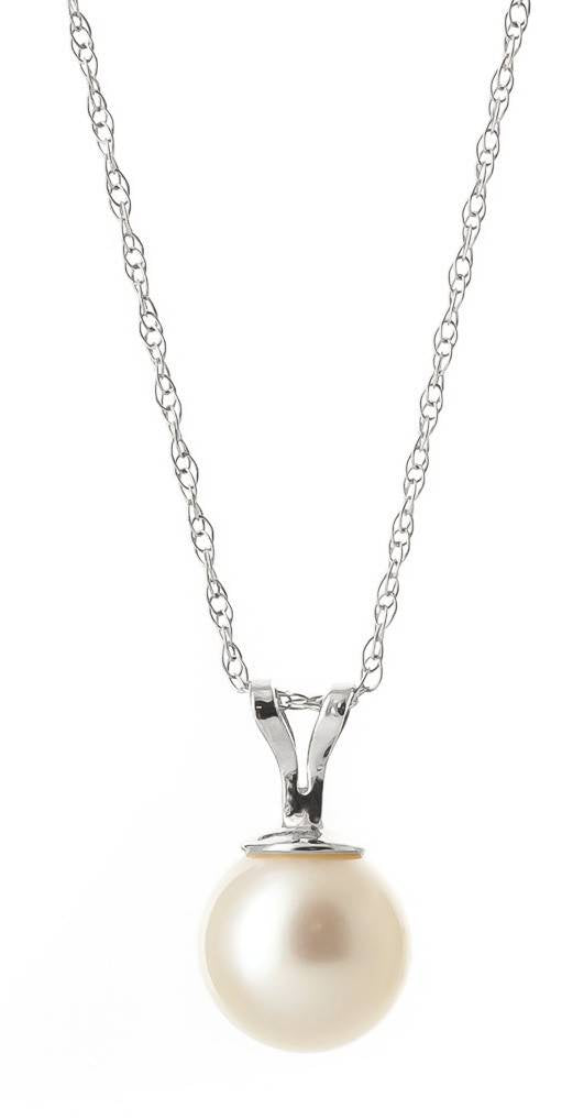 2 Carat 14K Solid White Gold Necklace Natural Pearl