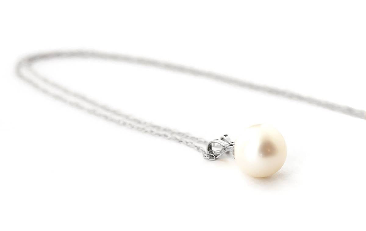 2 Carat 14K Solid White Gold Necklace Natural Pearl