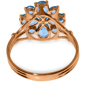 14K Solid Rose Gold Ring Natural Blue Topaz
