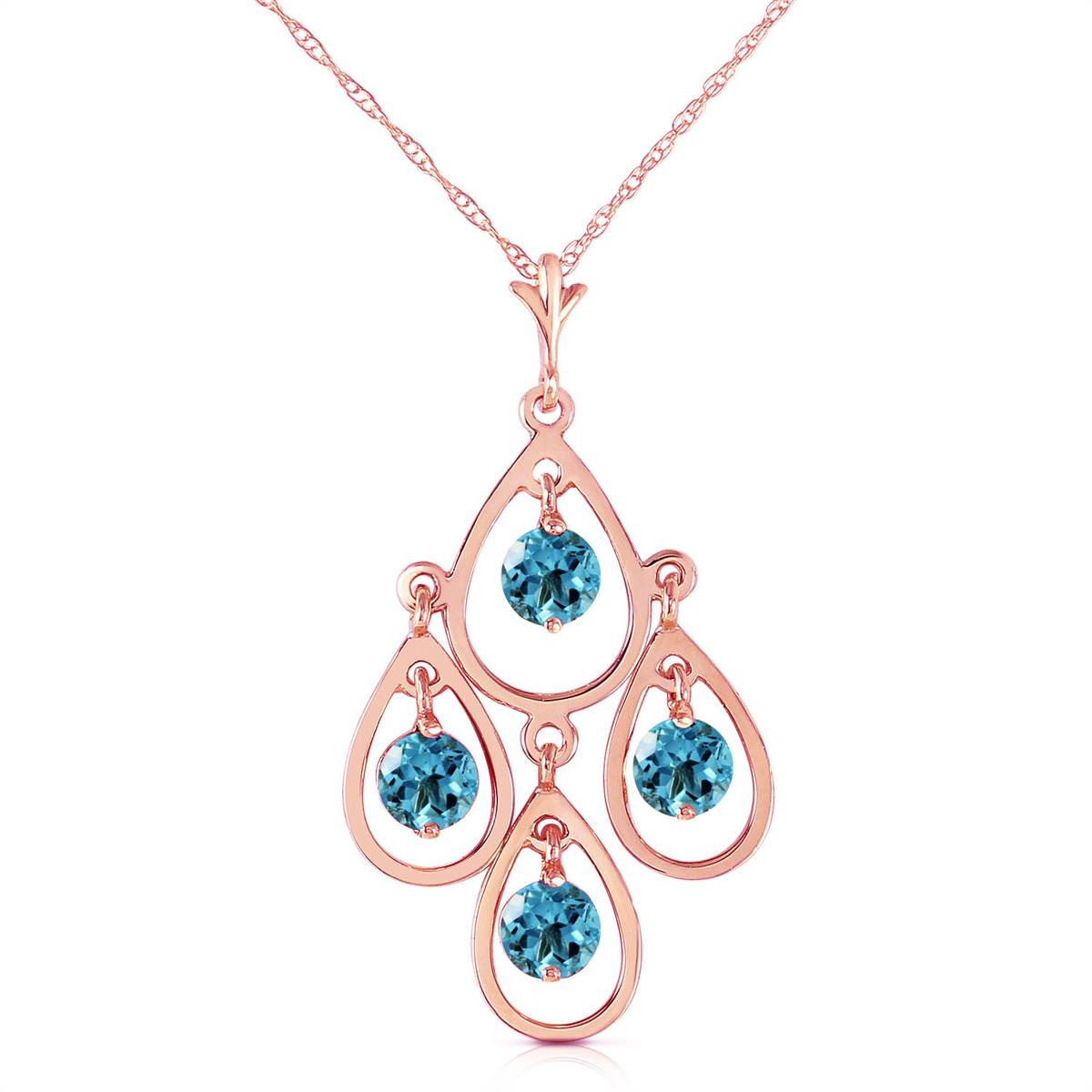 14K Solid Rose Gold Blue Topaz New Jewelry Series Necklace