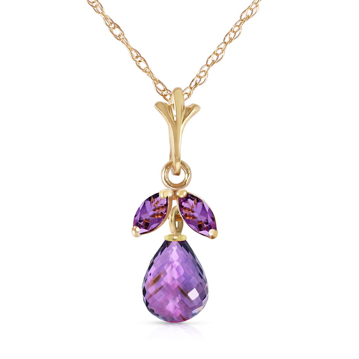 1.7 Carat 14K Solid Yellow Gold Ease Into Love Amethyst Necklace