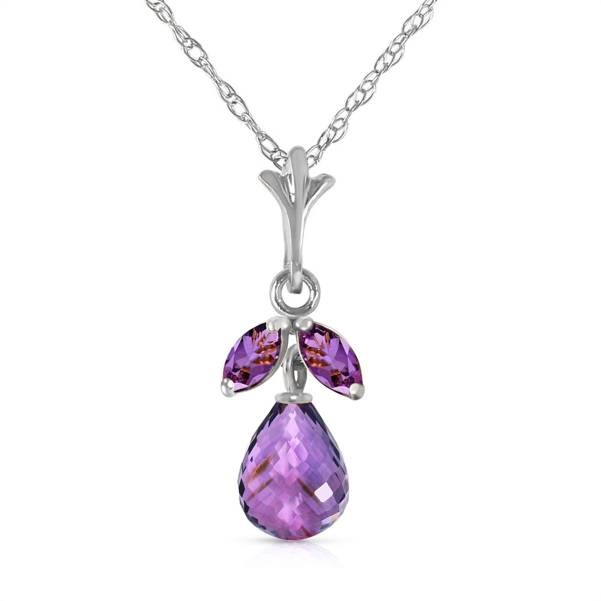 1.7 Carat 14K Solid White Gold Close Enough Amethyst Necklace