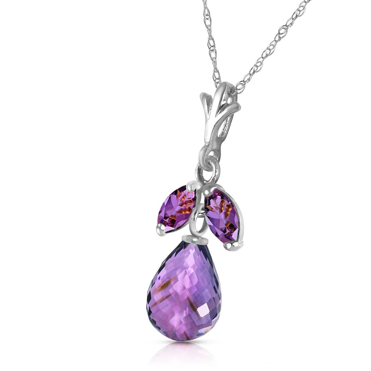 1.7 Carat 14K Solid White Gold Close Enough Amethyst Necklace