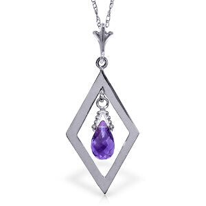 0.7 Carat 14K Solid White Gold Life's Heart Amethyst Necklace