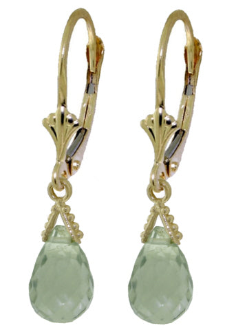 5 Carat 14K Solid White Gold Santorini Green Amethyst Earrings