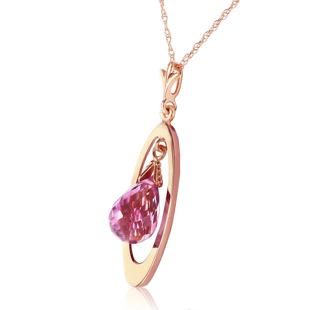 14K Solid Rose Gold Briolette Purple Amethyst Necklace Certified