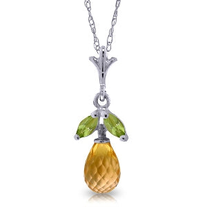 1.7 Carat 14K Solid White Gold Uptown Chic Citrine Peridot Necklace