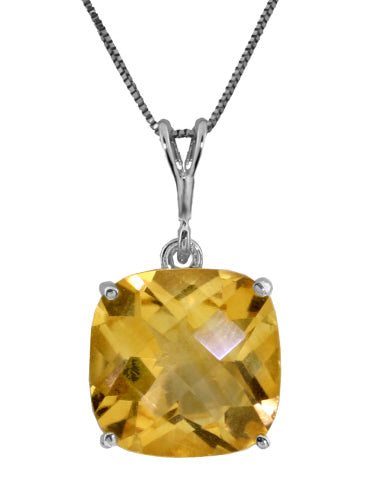 3.6 Carat 14K Solid Yellow Gold Necklace Natural Checkerboard Cut Citrine