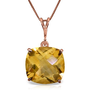 3.6 Carat 14K Solid Rose Gold Necklace Natural Checkerboard Cut Citrine