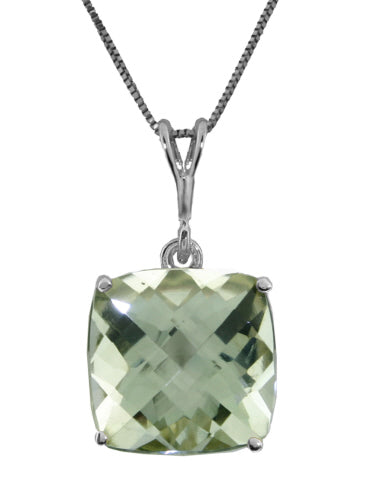 3.6 Carat 14K Solid Yellow Gold Necklace Natural Checkerboard Cut Green Amethyst