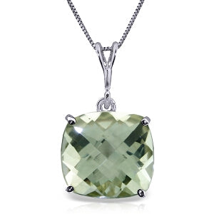 3.6 Carat 14K Solid White Gold Necklace Natural Checkerboard Cut Green Amethyst