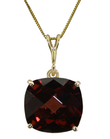 4.5 Carat 14K Solid White Gold Necklace Natural Checkerboard Cut Garnet