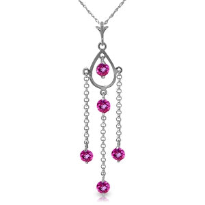 1.5 Carat 14K Solid White Gold Much Mentioned Pink Topaz Necklace