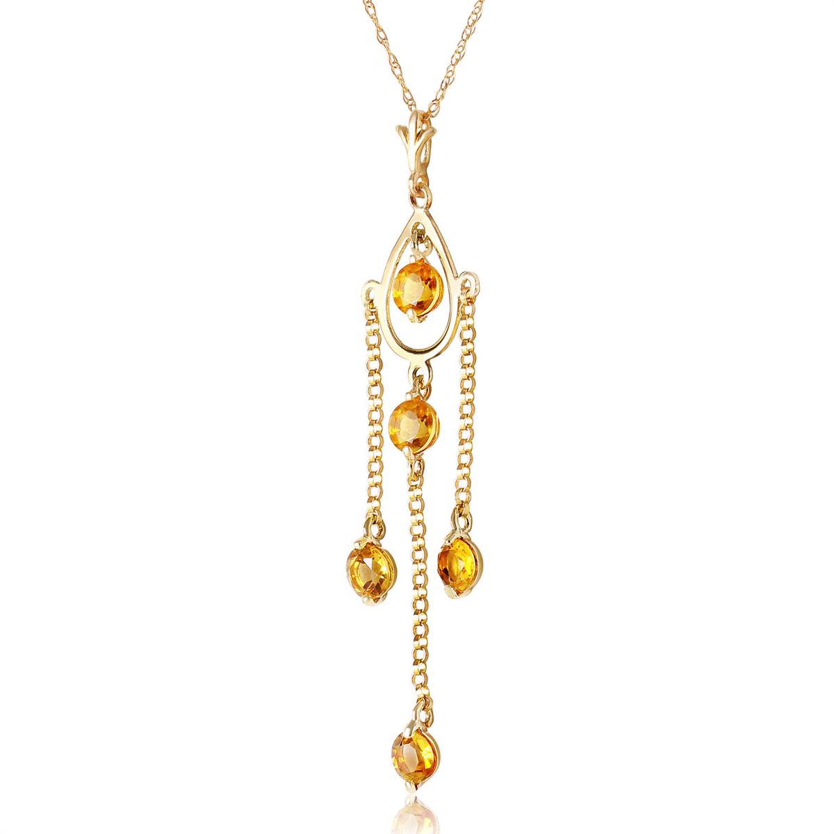1.5 Carat 14K Solid Yellow Gold Ray Of Faith Citrine Necklace