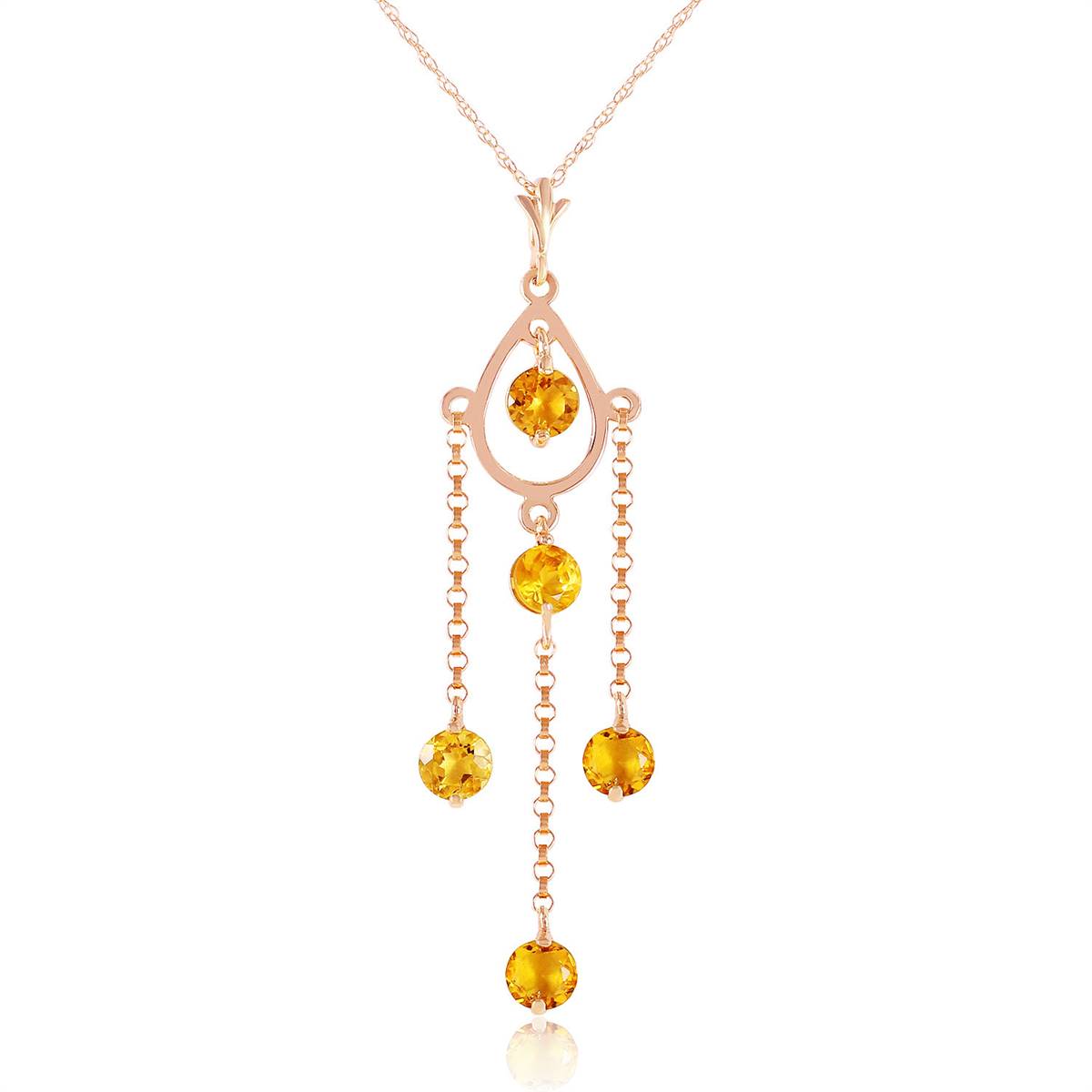 14K Solid Rose Gold Citrine Jewelry Class Platinum Necklace