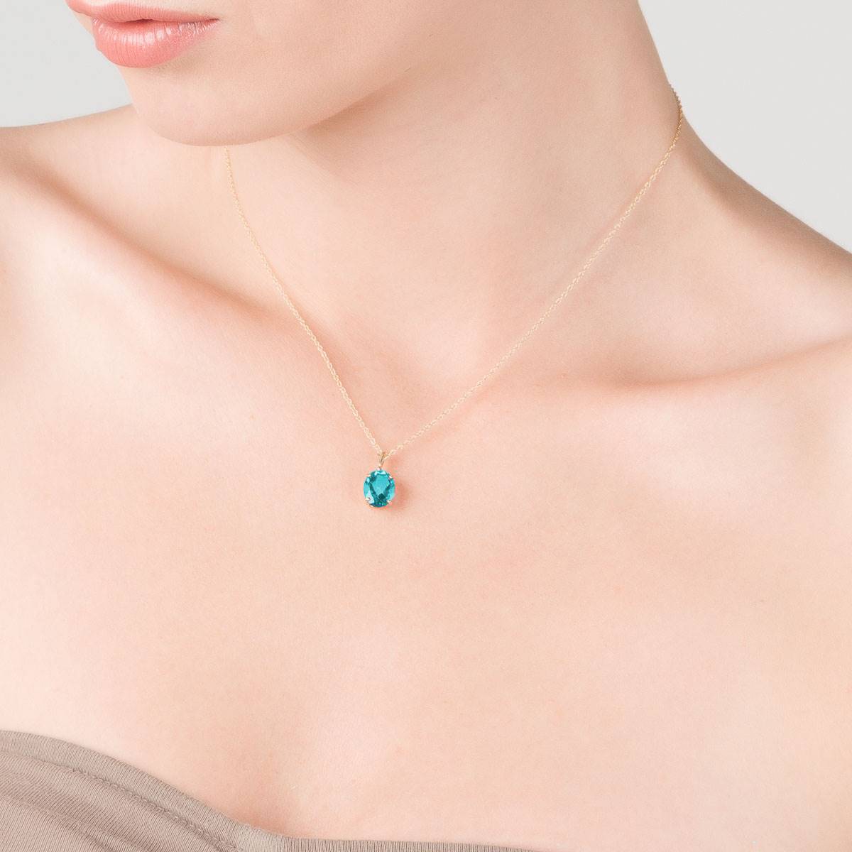 3.12 Carat 14K Solid Yellow Gold Envision Blue Topaz Necklace
