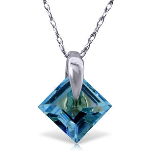 1.16 Carat 14K Solid White Gold Here I Come Blue Topaz Necklace