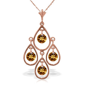 14K Solid Rose Gold Citrine Certified Series Classic Necklace