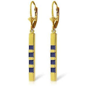 0.7 Carat 14K Solid Yellow Gold Leverback Earringsbar Natural Sapphire