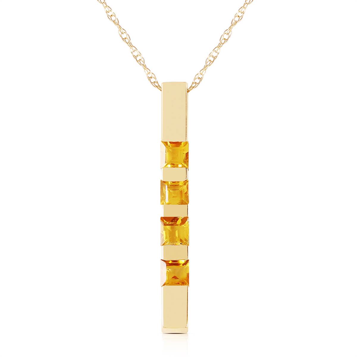 0.35 Carat 14K Solid Yellow Gold Necklace Bar Natural Citrine