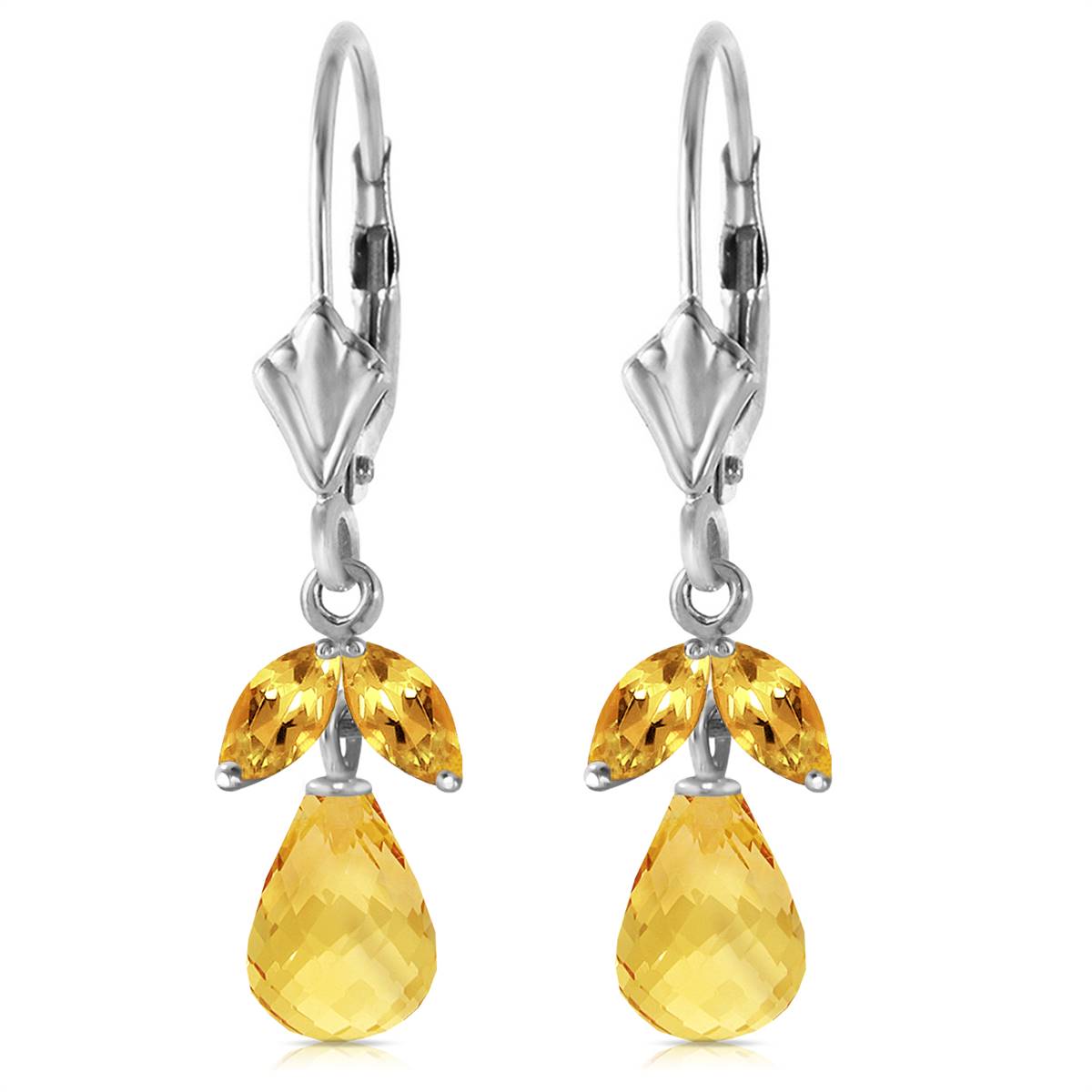3.4 Carat 14K Solid White Gold Not Crooked Path Citrine Earrings