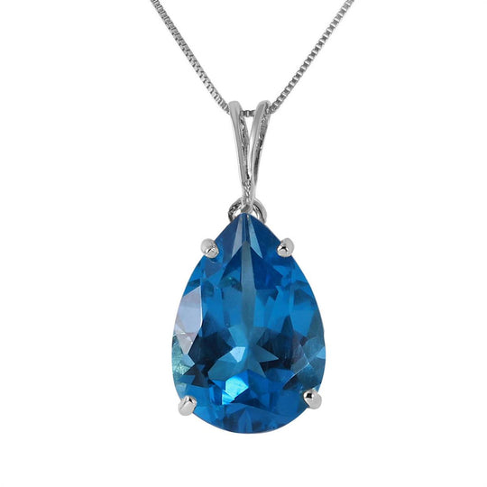 6.5 Carat 14K Solid White Gold Hope For Best Blue Topaz Necklace