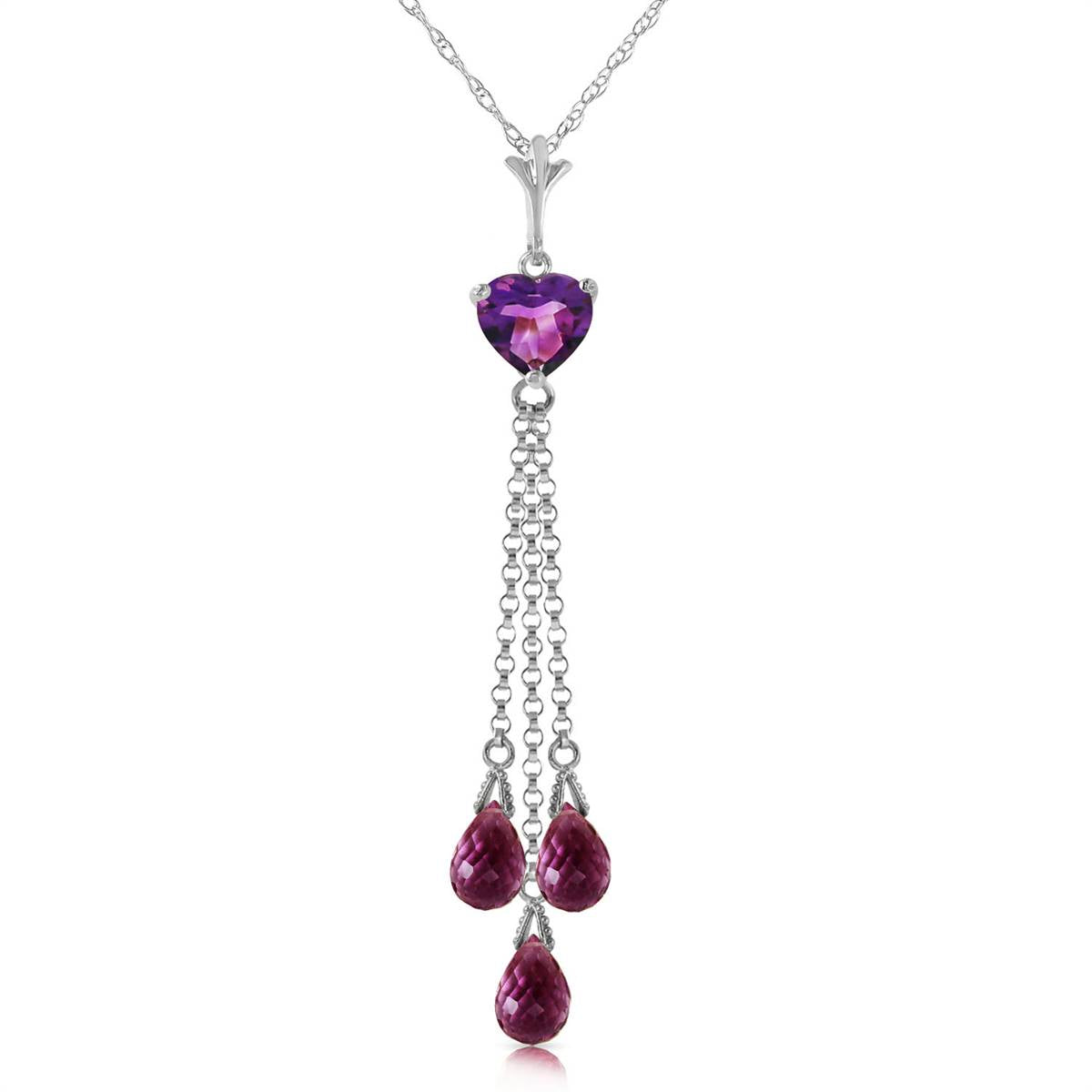 4.75 Carat 14K Solid White Gold Much Tenderness Amethyst Necklace