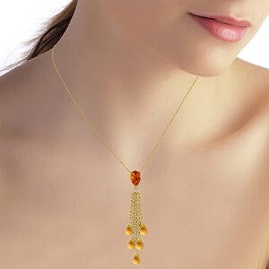 7.5 Carat 14K Solid Yellow Gold Tender Feelings Citrine Necklace