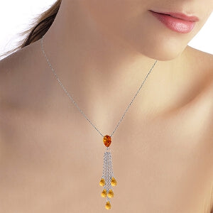 7.5 Carat 14K Solid White Gold Leaving The Field Citrine Necklace