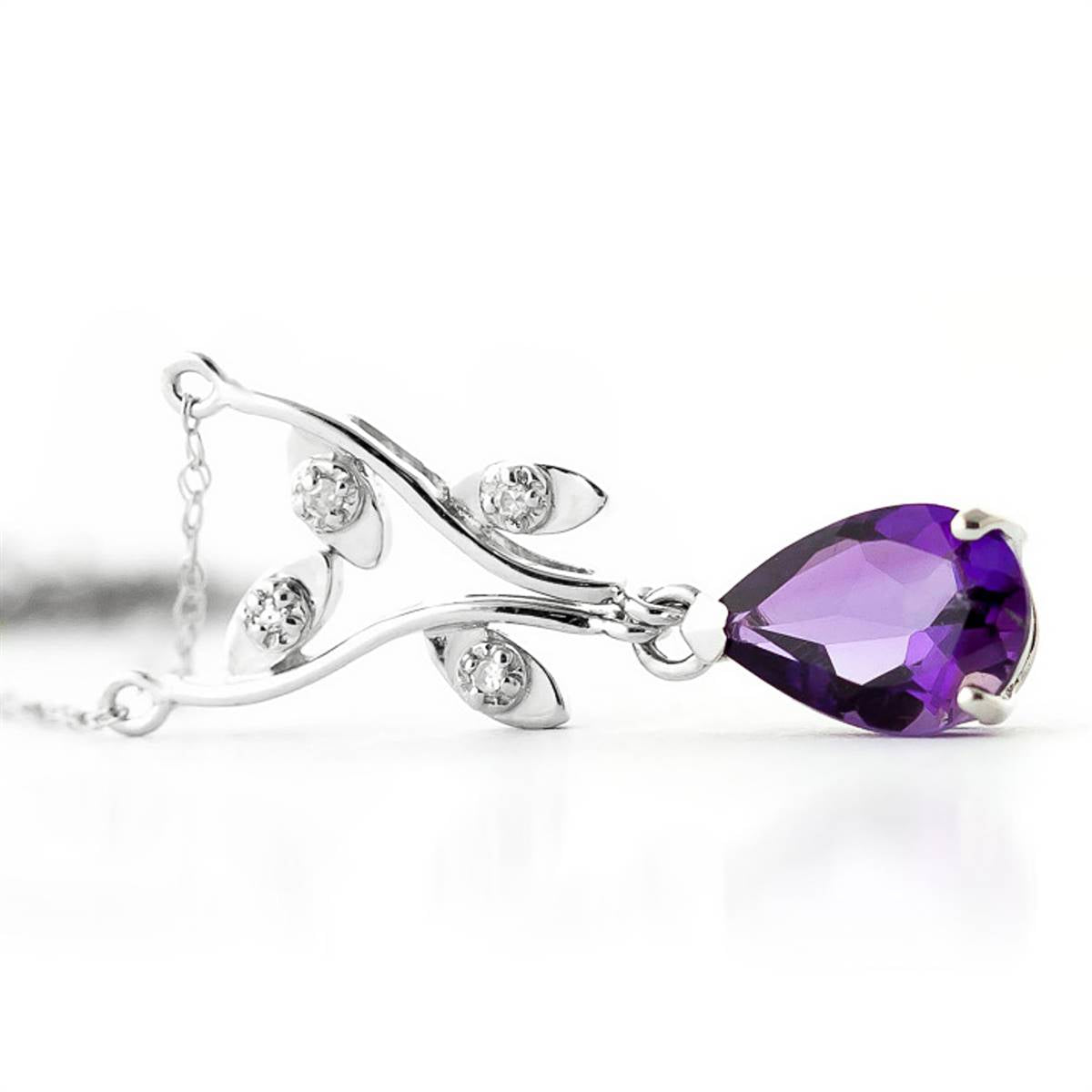 1.52 Carat 14K Solid White Gold She Holds Me Amethyst Diamond Necklace