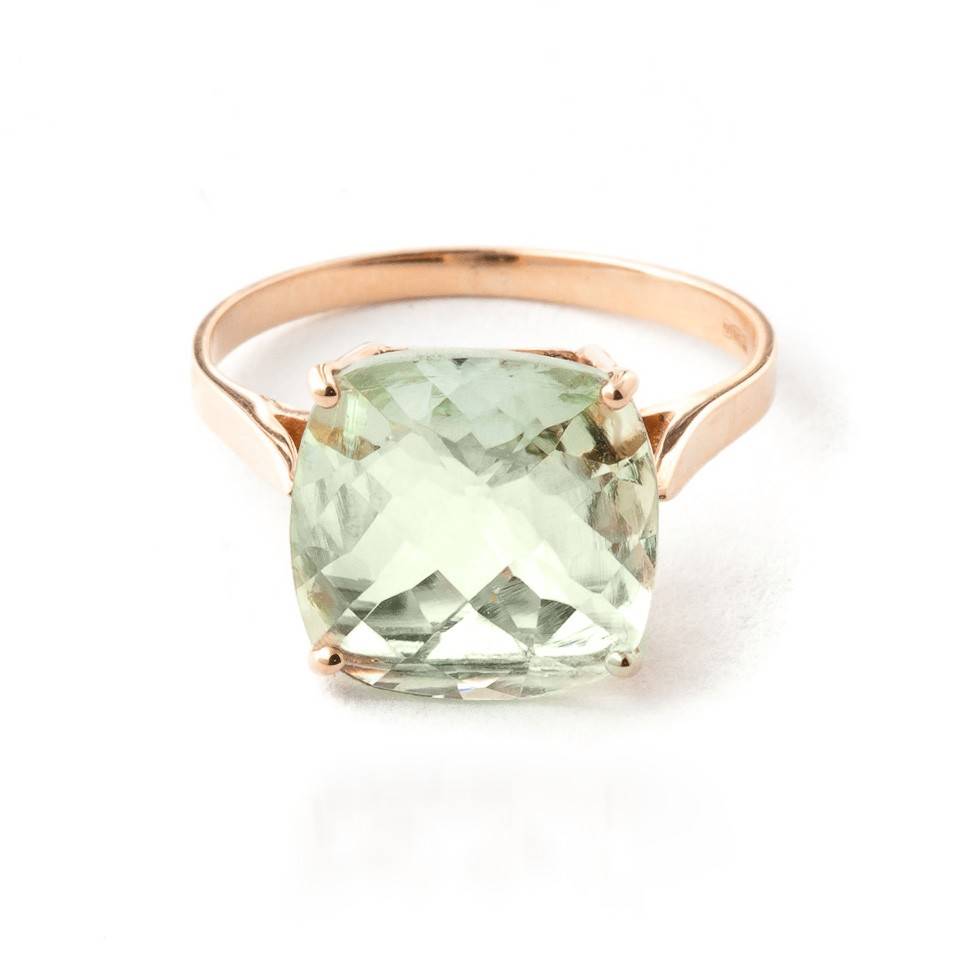 3.6 Carat 14K Solid Rose Gold Spellbound Green Amethyst Ring