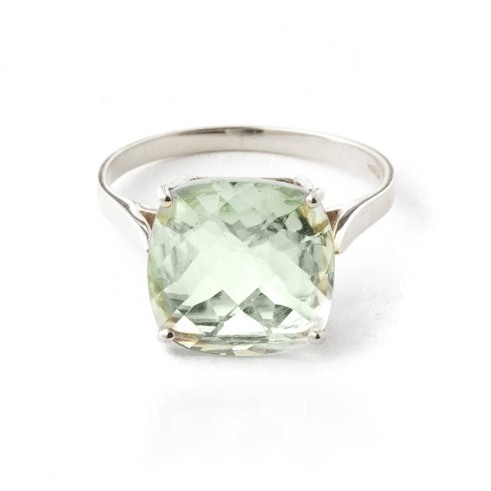3.6 Carat 14K Solid White Gold Hymne L'amour Green Amethyst Ring