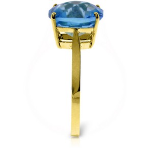 3.6 Carat 14K Solid Yellow Gold Ring Natural Checkerboard Cut Blue Topaz