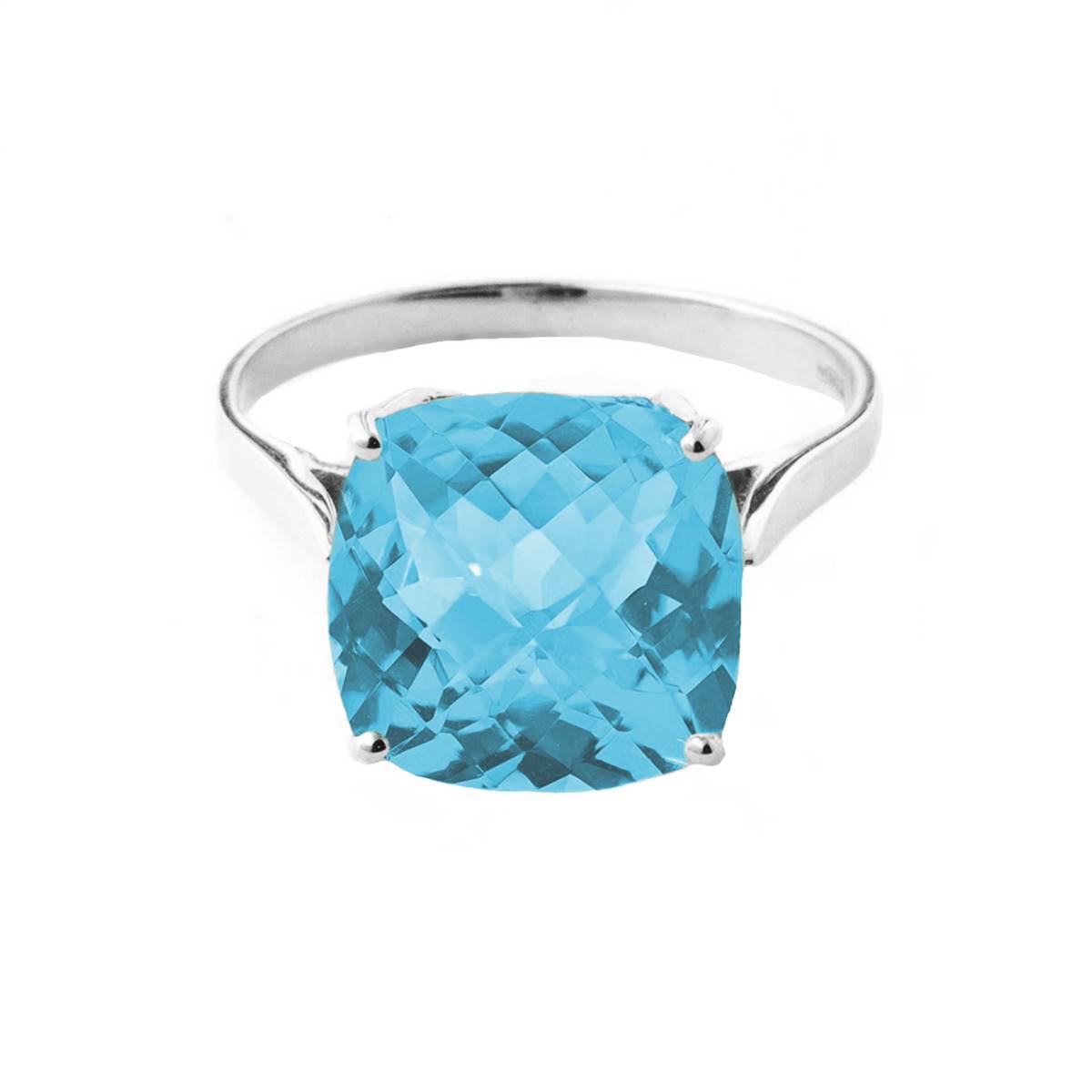 3.6 Carat 14K Solid White Gold Ring Natural Checkerboard Cut Blue Topaz
