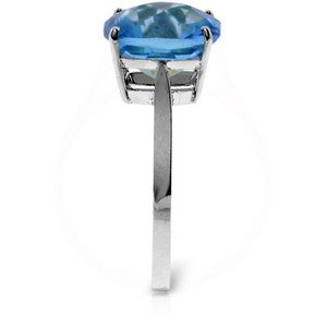 3.6 Carat 14K Solid White Gold Ring Natural Checkerboard Cut Blue Topaz