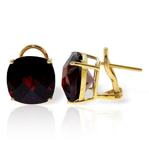 9 Carat 14K Solid Yellow Gold French Clips Earrings Checkerboard Garnet
