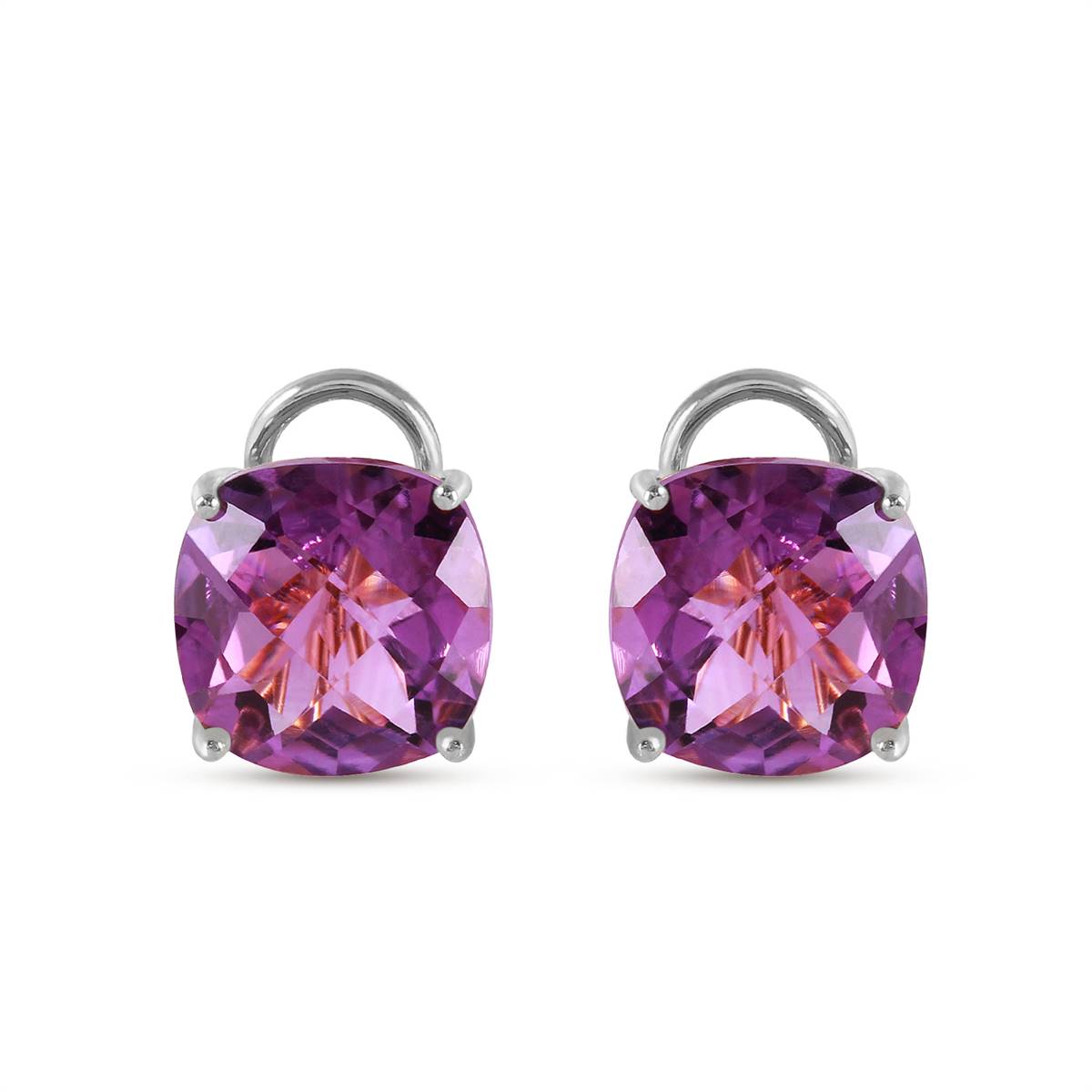 7.2 Carat 14K Solid White Gold Amethyst Standard Amethyst Earrings